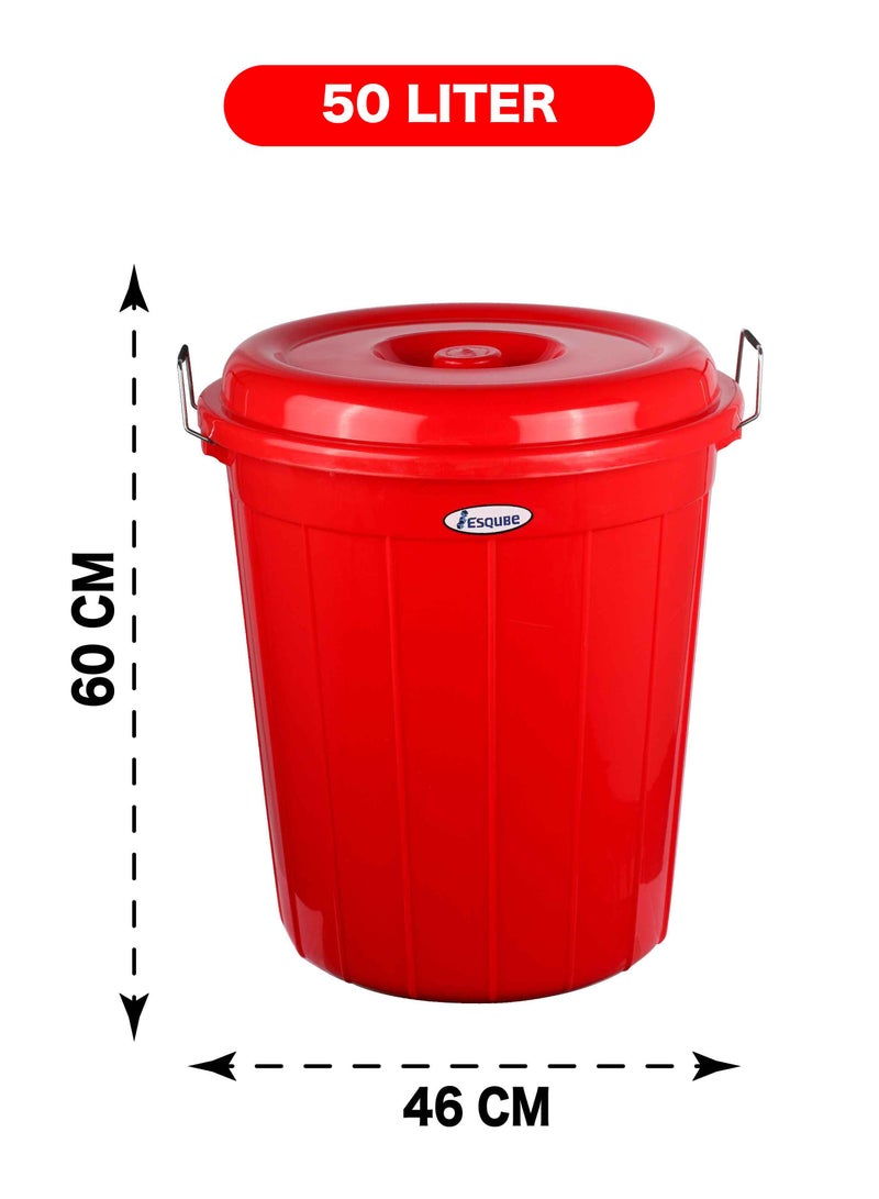Esqube Drum Bucket With Lid 50L Red