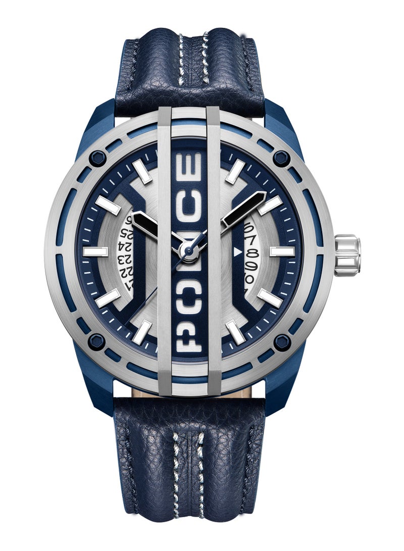 POLICE Men's Fast Lane Watch For Men With With Blue Leather Strap 46 Mm 5 Atm  - Image 1