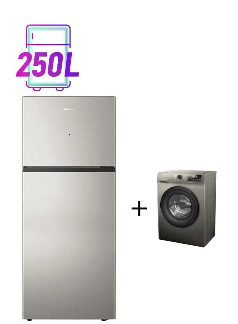 Hisense 2 Piece Set Refrigerator And 7 Kg Washing Machine RT328N4DGN+WFPV7012EVMT Silver - Image 1