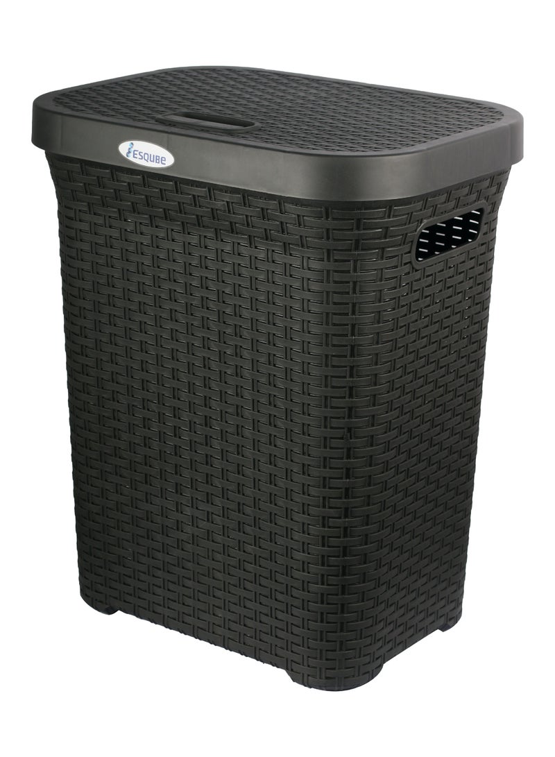 ESQUBE Laundry Basket with Lid 50L Capacity Black  - Image 1