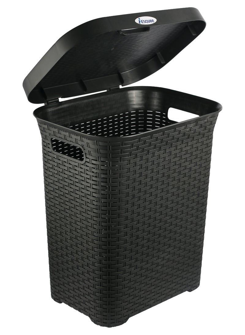 ESQUBE Laundry Basket with Lid 50L Capacity Black  - Image 5