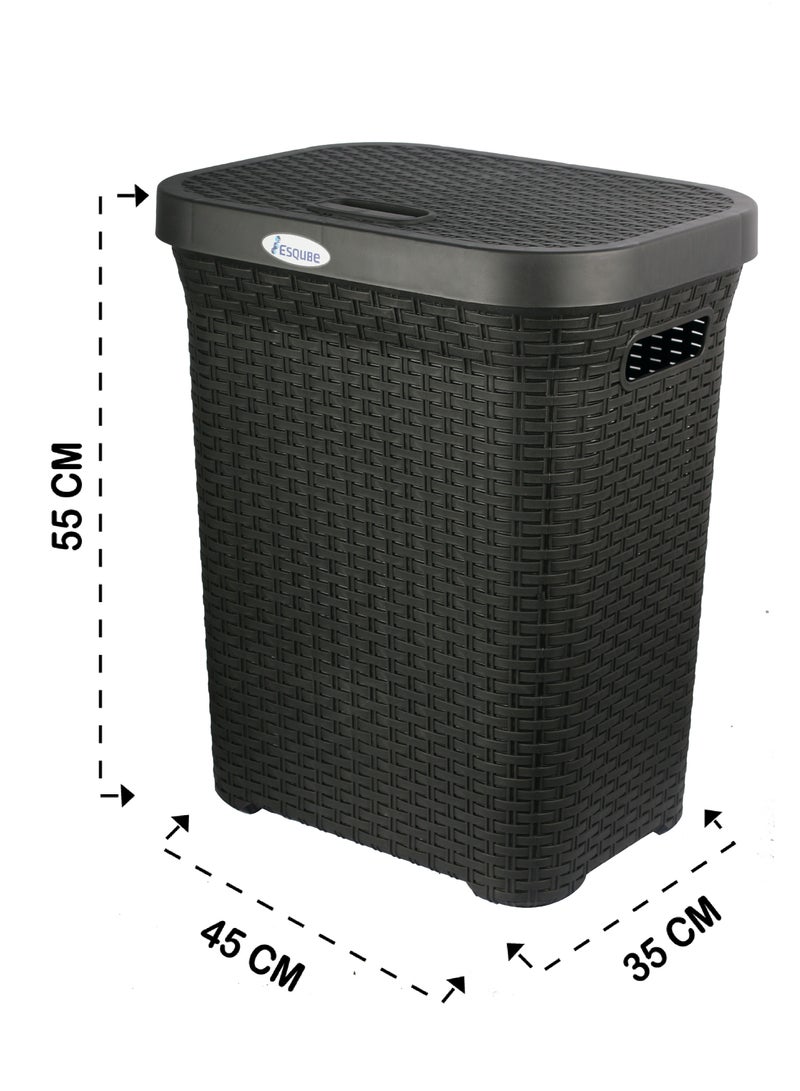 ESQUBE Laundry Basket with Lid 50L Capacity Black  - Image 3