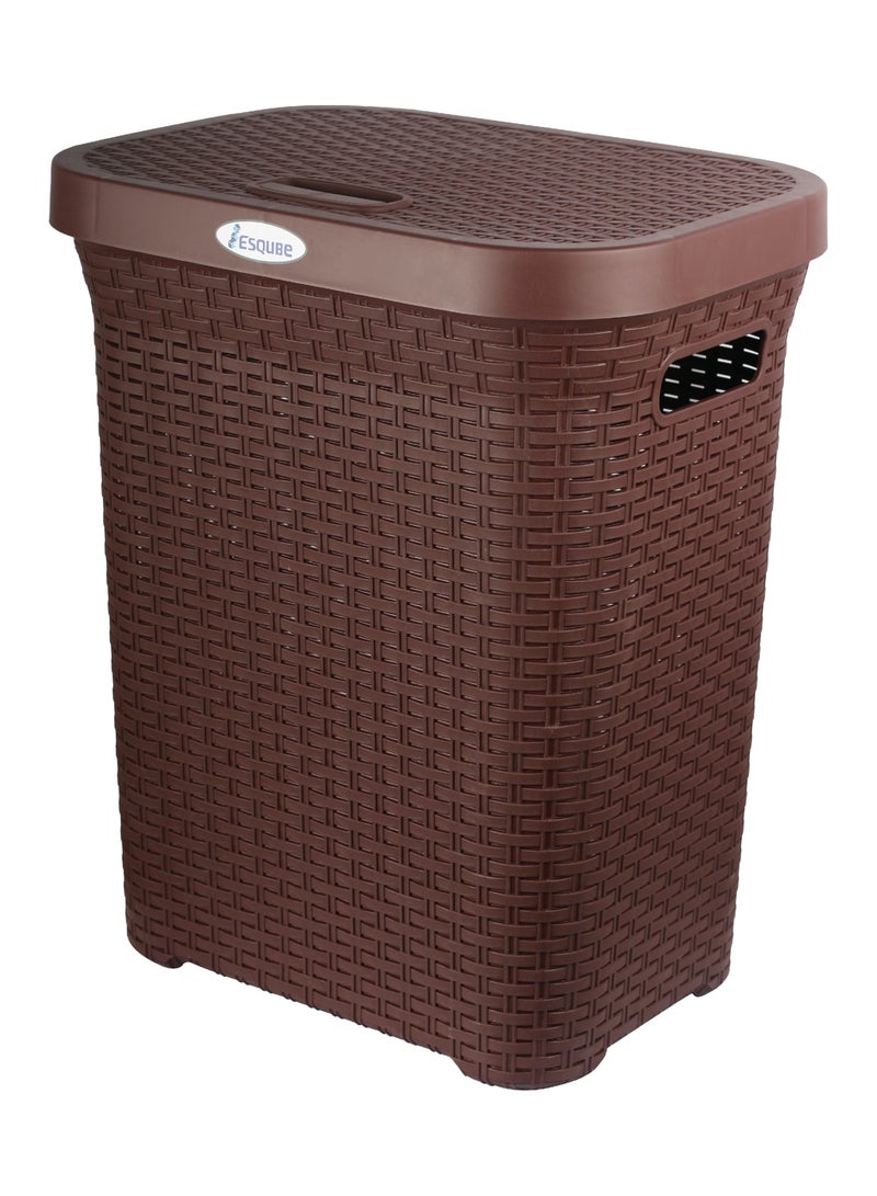 ESQUBE Esqube Laundry Basket with Lid 50L Capacity Brown  - Image 1