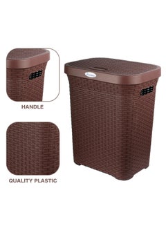 ESQUBE Esqube Laundry Basket with Lid 50L Capacity Brown  - Image 4