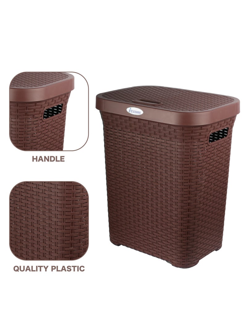 ESQUBE Esqube Laundry Basket with Lid 50L Capacity Brown  - Image 4