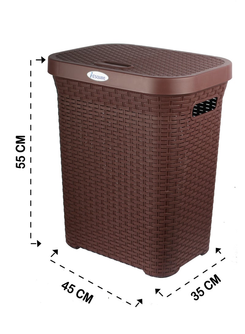 ESQUBE Esqube Laundry Basket with Lid 50L Capacity Brown  - Image 3