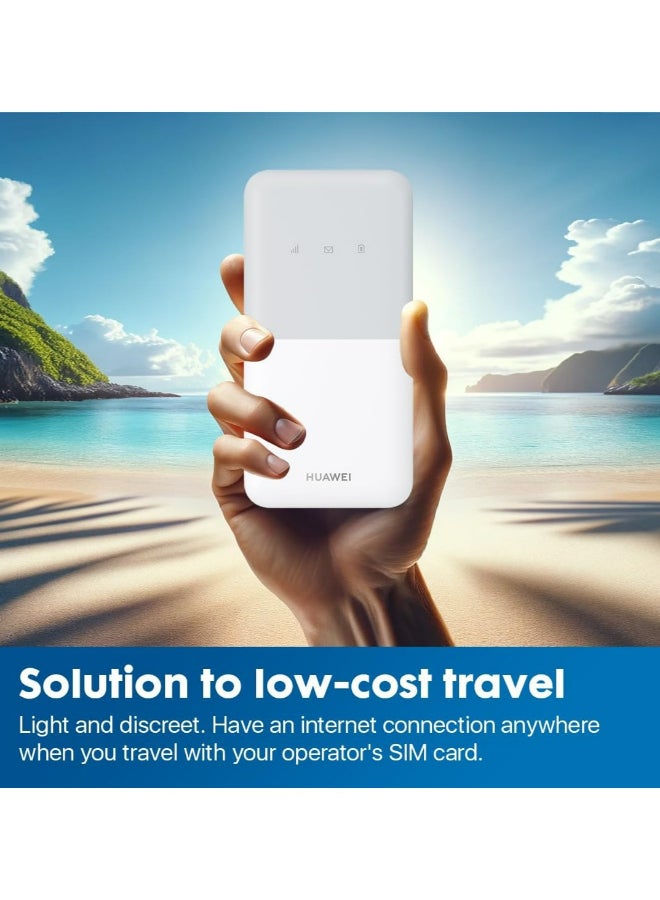 HUAWEI - Mobile WiFi Cute S LTE 195Mbps | Up To 16 Device | 4G | The Latest Version | Supports All Networks with 1500mah Storage Batter - E5576-230 White - Image 1