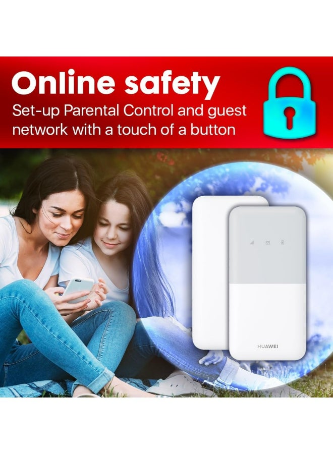 HUAWEI - Mobile WiFi Cute S LTE 195Mbps | Up To 16 Device | 4G | The Latest Version | Supports All Networks with 1500mah Storage Batter - E5576-230 White - Image 1