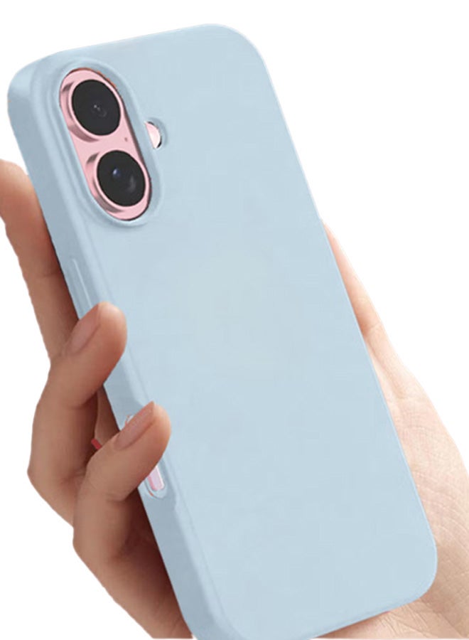 مارجون (for iPhone 16) 2 Pack Case and Screen Protector, Slim Silicone Case, Full Covered Anti Scratch Shockproof Protective Cover Light Blue - Image 3