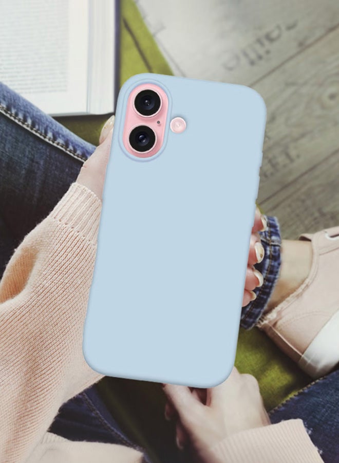 مارجون (for iPhone 16) 2 Pack Case and Screen Protector, Slim Silicone Case, Full Covered Anti Scratch Shockproof Protective Cover Light Blue - Image 5