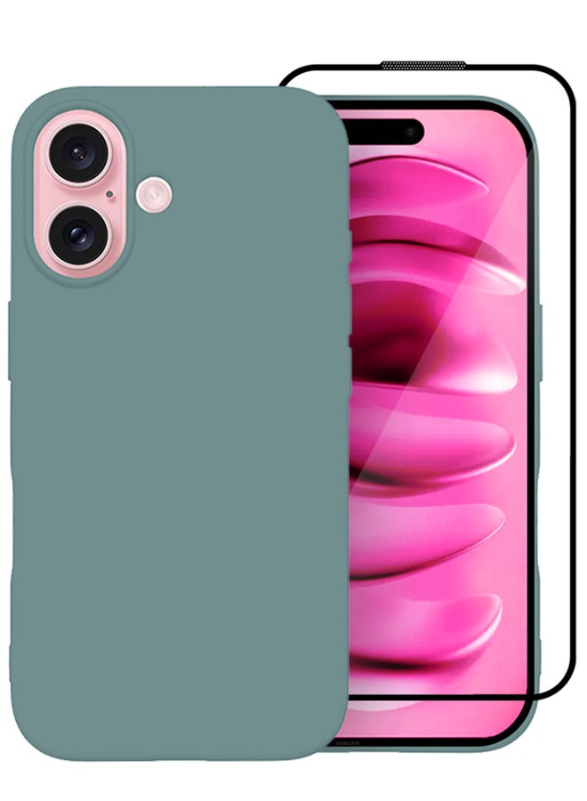 مارجون (لآيفون 16) حزمة 2 غلاف وواقي شاشة، غلاف سيليكون رفيع، غلاف واقي مضاد للخدش ومقاوم للصدمات - Image 1