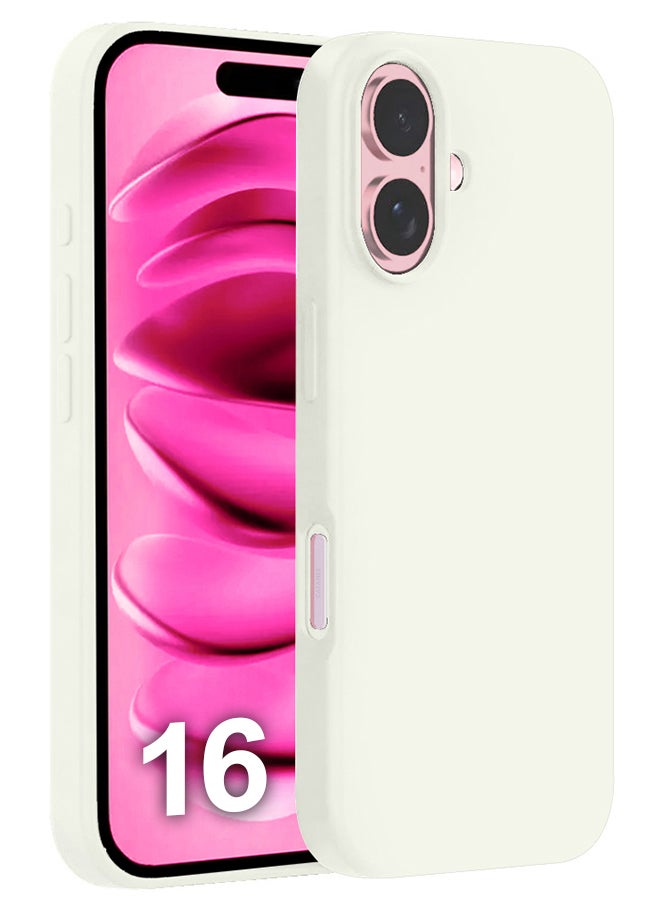 مارجون Silicone Case Cover for Apple iPhone 16, Liquid Gel Soft Ultra Slim Shockproof Back Case Cover Full Body Protection  - White - Image 1