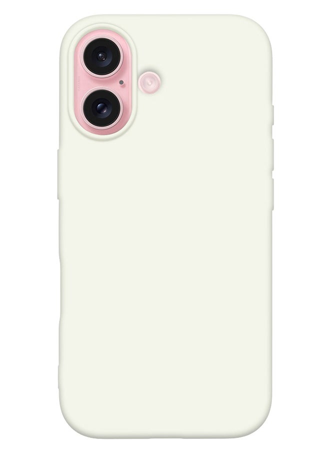 مارجون Silicone Case Cover for Apple iPhone 16, Liquid Gel Soft Ultra Slim Shockproof Back Case Cover Full Body Protection  - White - Image 2