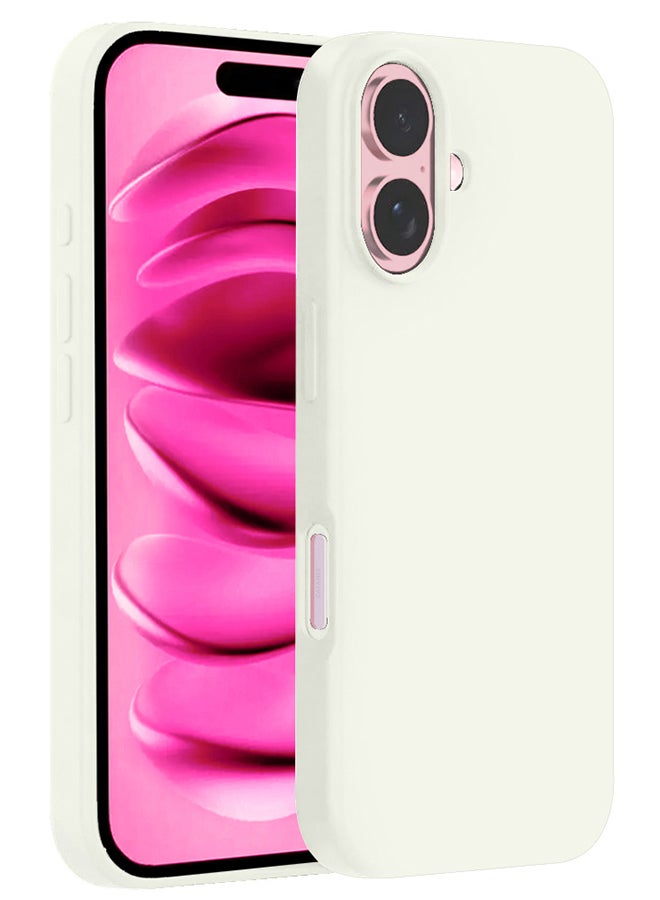 مارجون Silicone Case Cover for Apple iPhone 16, Liquid Gel Soft Ultra Slim Shockproof Back Case Cover Full Body Protection  - White - Image 4