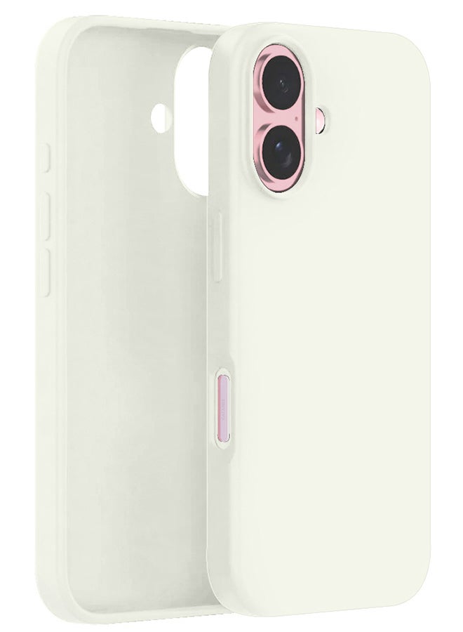 مارجون Silicone Case Cover for Apple iPhone 16, Liquid Gel Soft Ultra Slim Shockproof Back Case Cover Full Body Protection  - White - Image 3