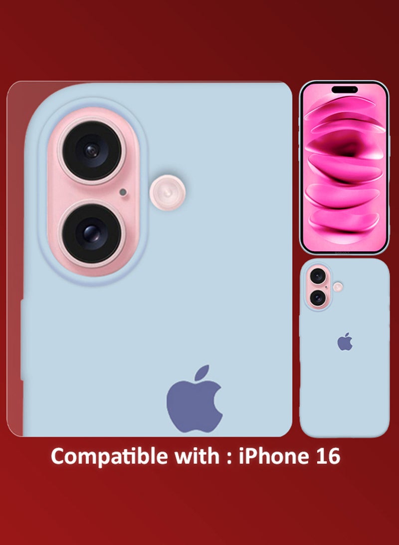 MARGOUN (for iPhone 16) Case, Slim Silicone Case, Full Covered Anti Scratch Shockproof Protective Cover Light Blue - Image 3
