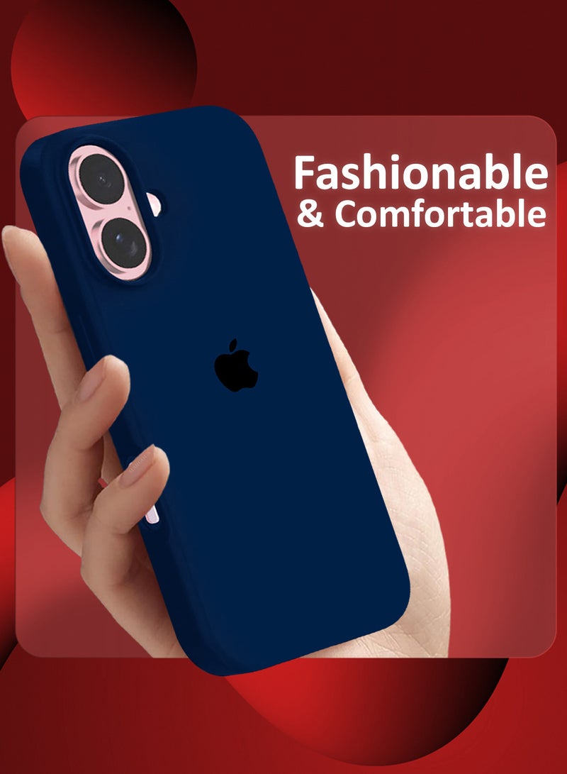 MARGOUN (for iPhone 16) 2 Pack Case and Screen Protector, Slim Silicone Case, Full Covered Anti Scratch Shockproof Protective Cover Dark Blue  - Image 3