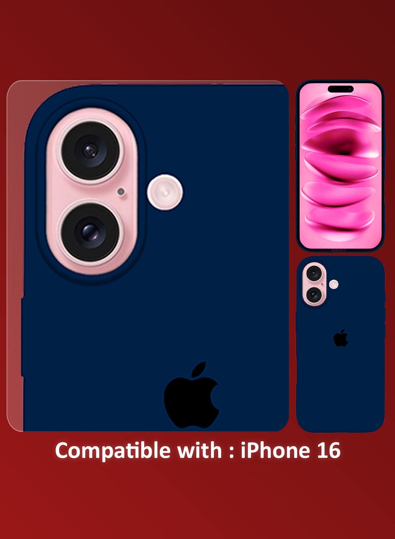 MARGOUN (for iPhone 16) 2 Pack Case and Screen Protector, Slim Silicone Case, Full Covered Anti Scratch Shockproof Protective Cover Dark Blue  - Image 4