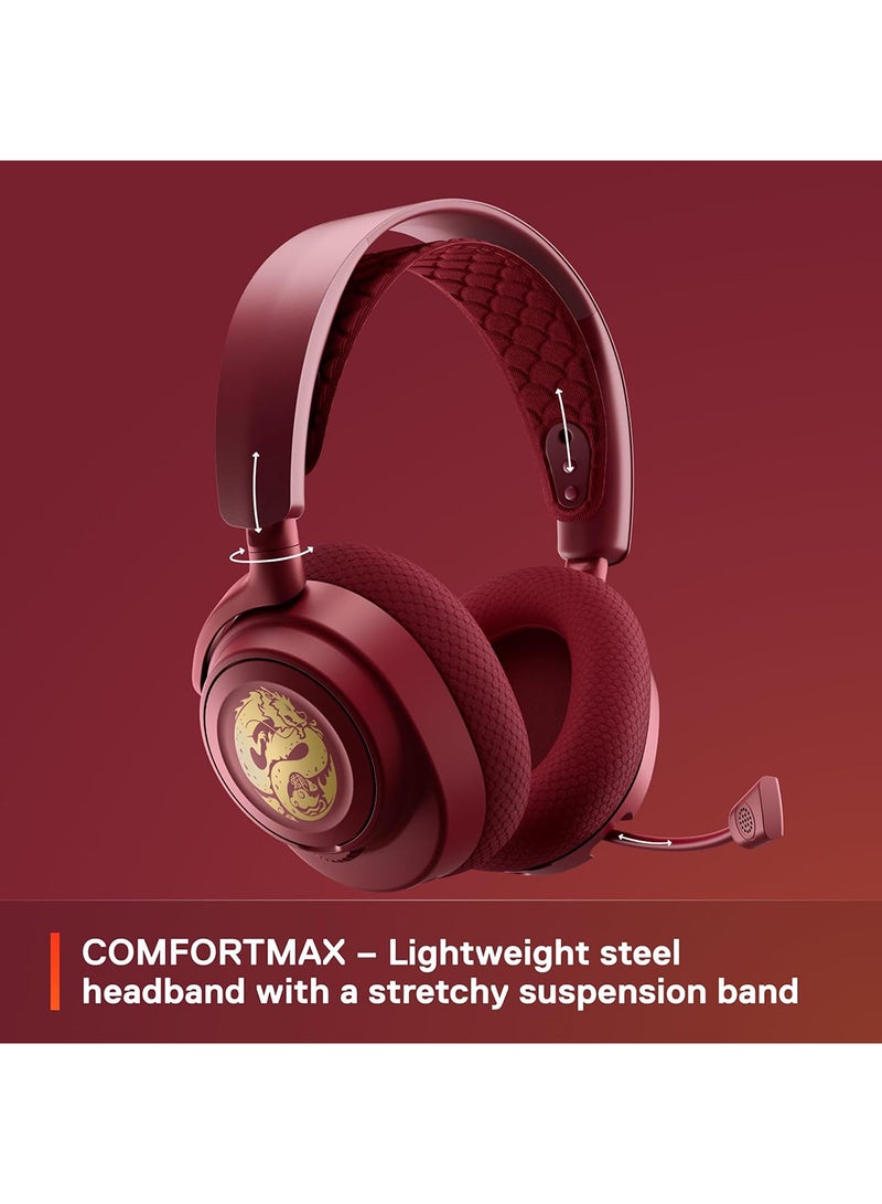 steelseries - Arctis Nova 7 Dragon Edition Gaming Headset - 40mm Neodymium Drivers, 38 Hours Battery Life, 2.4GHz Quantum 2.0 Wireless + Bluetooth, 360° Spatial Audio, ClearCast Gen 2 Noise Cancelling Mic, ChatMix Dial (PC), USB-C Fast Charging, Retractable Boom Mic, Multi-Platform Compatibility (PC, PS5, PS4, Switch, Steam Deck, Mobile, Oculus Quest 2) | 61557 - Image 1