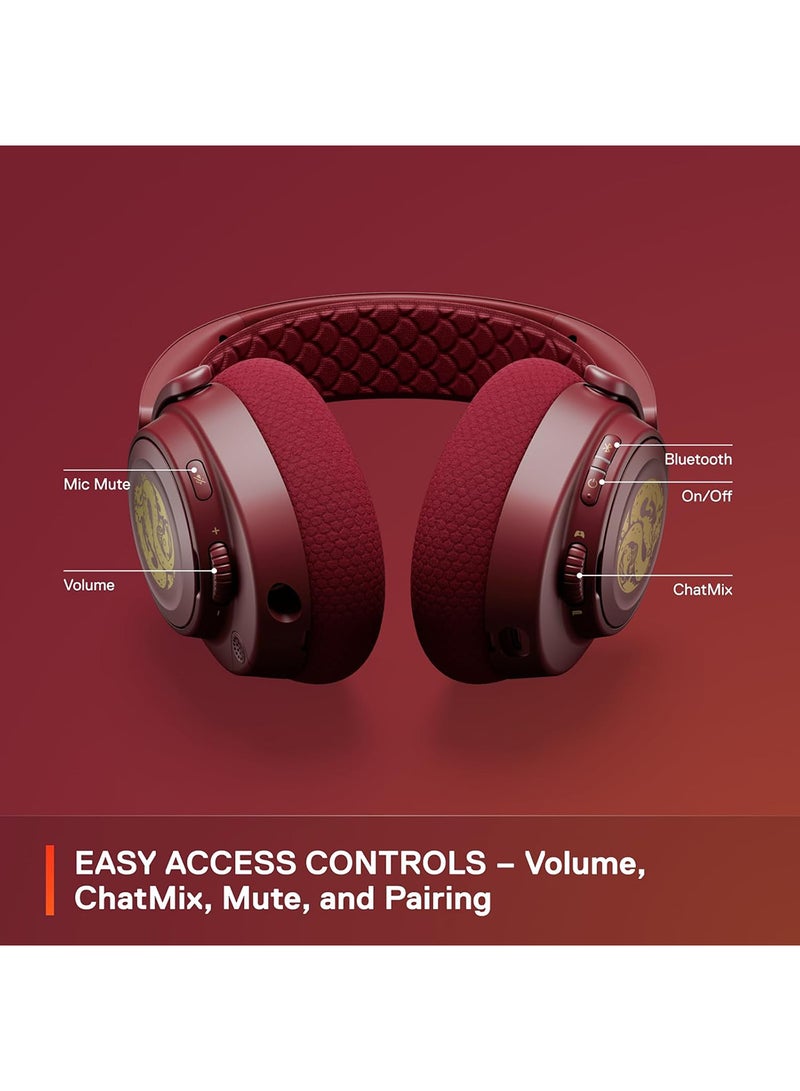 steelseries - Arctis Nova 7 Dragon Edition Gaming Headset - 40mm Neodymium Drivers, 38 Hours Battery Life, 2.4GHz Quantum 2.0 Wireless + Bluetooth, 360° Spatial Audio, ClearCast Gen 2 Noise Cancelling Mic, ChatMix Dial (PC), USB-C Fast Charging, Retractable Boom Mic, Multi-Platform Compatibility (PC, PS5, PS4, Switch, Steam Deck, Mobile, Oculus Quest 2) | 61557 - Image 1