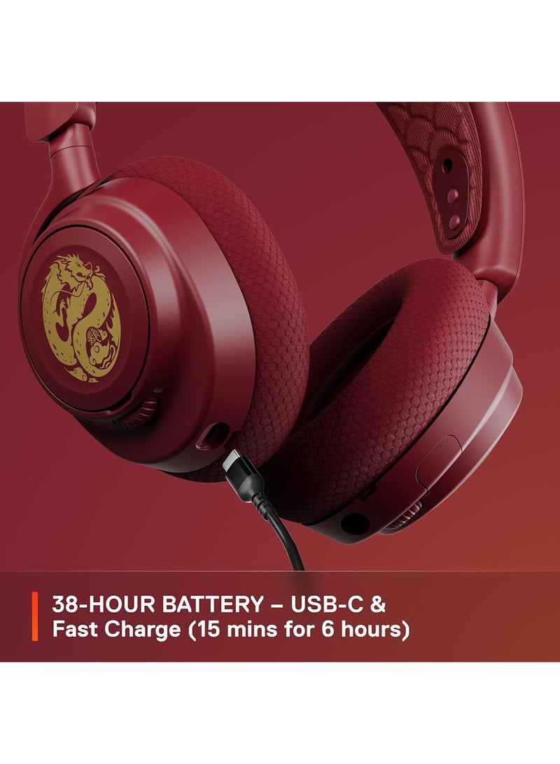 steelseries - Arctis Nova 7 Dragon Edition Gaming Headset - 40mm Neodymium Drivers, 38 Hours Battery Life, 2.4GHz Quantum 2.0 Wireless + Bluetooth, 360° Spatial Audio, ClearCast Gen 2 Noise Cancelling Mic, ChatMix Dial (PC), USB-C Fast Charging, Retractable Boom Mic, Multi-Platform Compatibility (PC, PS5, PS4, Switch, Steam Deck, Mobile, Oculus Quest 2) | 61557 - Image 1