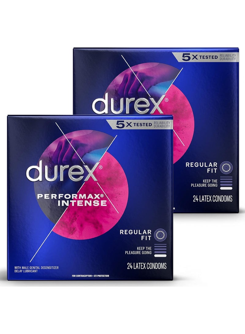 Durex Performax Intense Natural Rubber Latex Ultra Fine Ribbed Condoms Regular Fit 48 Count 2 Pack - Image 1