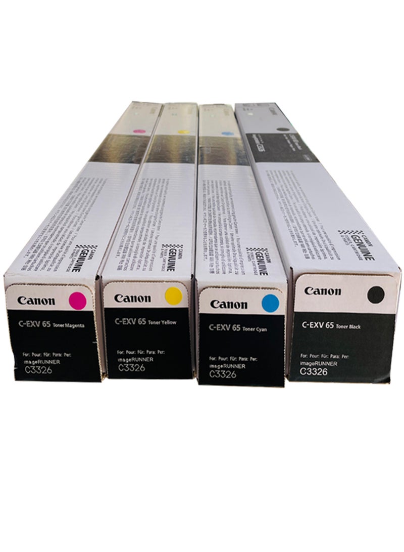 Canon CEXV-65 4-Color Toner Cartridge Set For IRC 3326i Black,Cyan,Magenta,Yellow - Image 1