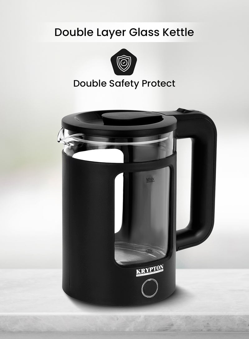 KRYPTON - 1.7L Double Layer Glass Kettle-Auto Shutoff and Boil-Dry Protection, 2 Years Warranty 1.7 L 1500 W KNK6563 Black - Image 1