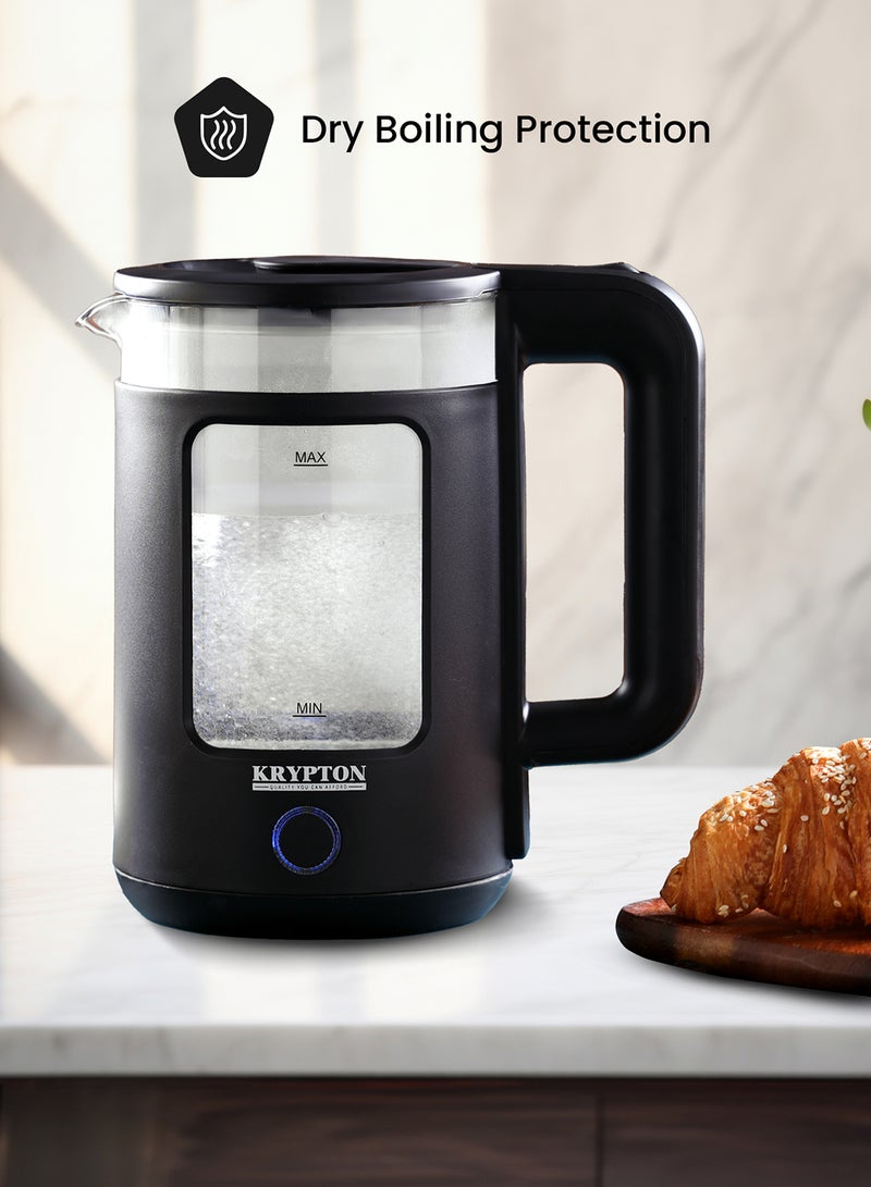 KRYPTON - 1.7L Double Layer Glass Kettle-Auto Shutoff and Boil-Dry Protection, 2 Years Warranty 1.7 L 1500 W KNK6563 Black - Image 1