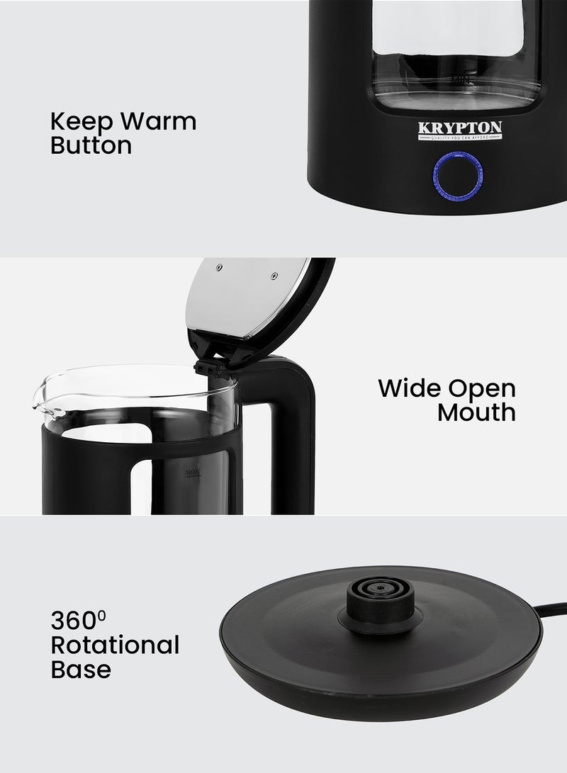 KRYPTON - 1.7L Double Layer Glass Kettle-Auto Shutoff and Boil-Dry Protection, 2 Years Warranty 1.7 L 1500 W KNK6563 Black - Image 1