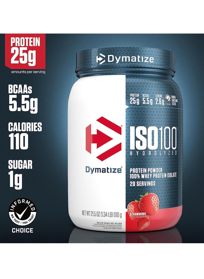 Dymatize ISO 100 Hydrolyzed Whey Protein Isolate 1.34lb Strawberry 610g - Image 2