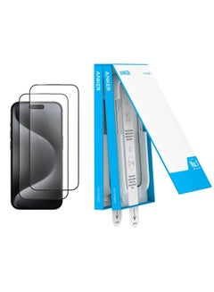 Anker Screen Protector for iPhone 15 Pro, Bubble-and-Dust-Free iPhone HD Tempered Glass, Durable and Drop-Proof with 9H Hardness, Easy Installation Exclusively for iPhone 15 Pro (2-Pack) - Clear  - Image 1