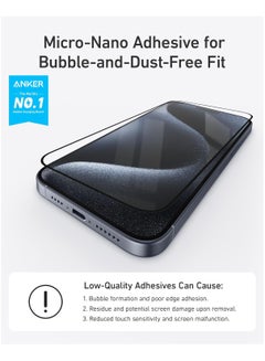Anker Screen Protector for iPhone 15 Pro, Bubble-and-Dust-Free iPhone HD Tempered Glass, Durable and Drop-Proof with 9H Hardness, Easy Installation Exclusively for iPhone 15 Pro (2-Pack) - Clear  - Image 3
