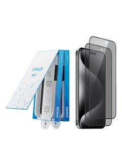 Anker For iPhone 15 Pro Privacy Screen Protector, Anti-Spy HD Tempered-Glass Privacy Screen Protector, Easy Installation Exclusively for iPhone 15 Pro (2-Pack) - Black  - Image 1