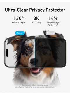 Anker For iPhone 15 Pro Privacy Screen Protector, Anti-Spy HD Tempered-Glass Privacy Screen Protector, Easy Installation Exclusively for iPhone 15 Pro (2-Pack) - Black  - Image 3