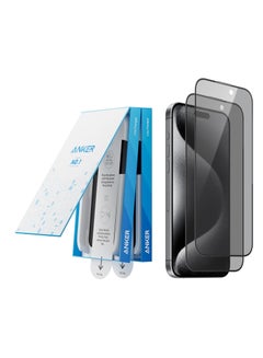 Anker Privacy Screen Protector For iPhone 15 Pro Max, Anti-Spy HD Tempered-Glass, Easy Installation(2-Pack) Black  - Image 1