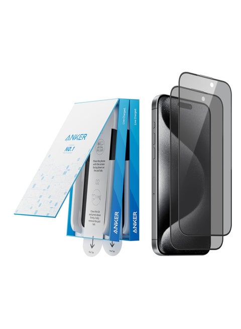 2 Pack for iPhone 15 Pro max Privacy Screen Protector, Anti-Spy HD Tempered-Glass Privacy Screen Protector, Easy Installation Exclusively for iPhone 15 Pro max(2-Pack) Black