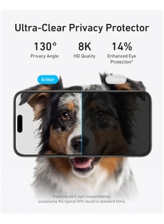 Anker Privacy Screen Protector For iPhone 15 Pro Max, Anti-Spy HD Tempered-Glass, Easy Installation(2-Pack) Black  - Image 3