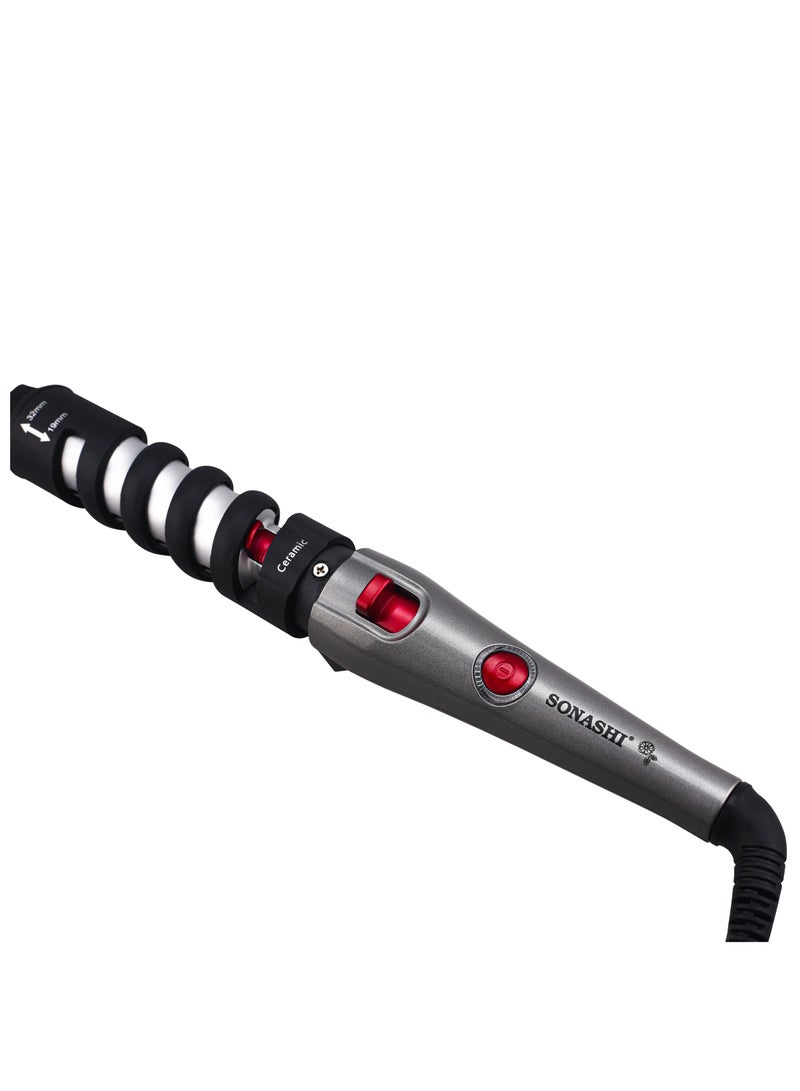 SONASHI Hair Curler With Max Temperature Upto 200°C Safe Styling Hair With Ceramic Coating - 360° Swivel Cord PTC Heating With Damage-Free Curling Black/Silver - Image 3