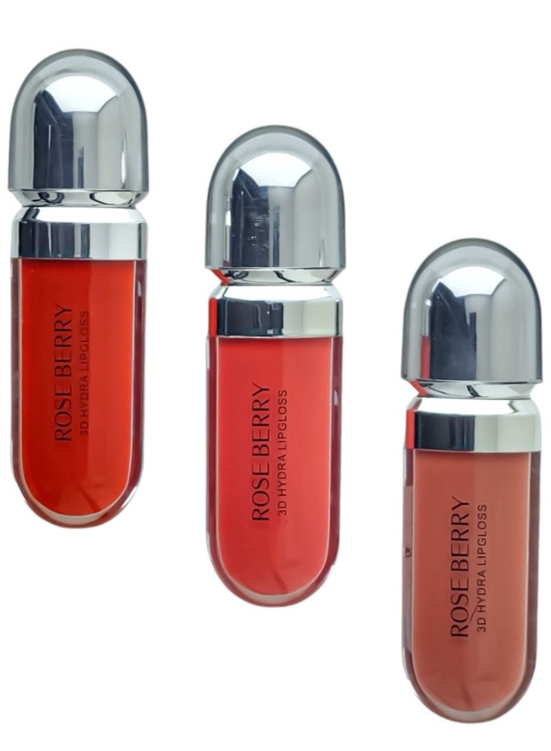 ROSE BERRY 3 Pcs 3D Hydra Lip Gloss Multicolour - Image 1