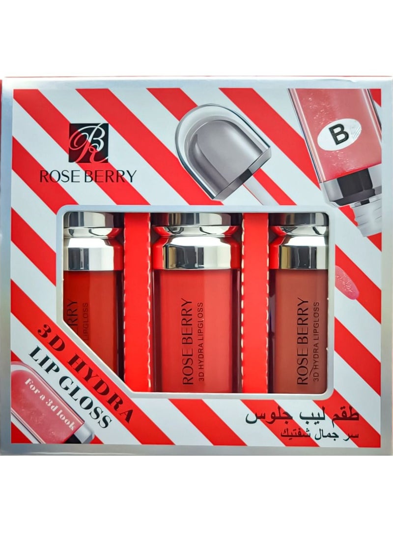 ROSE BERRY 3 Pcs 3D Hydra Lip Gloss Multicolour - Image 3