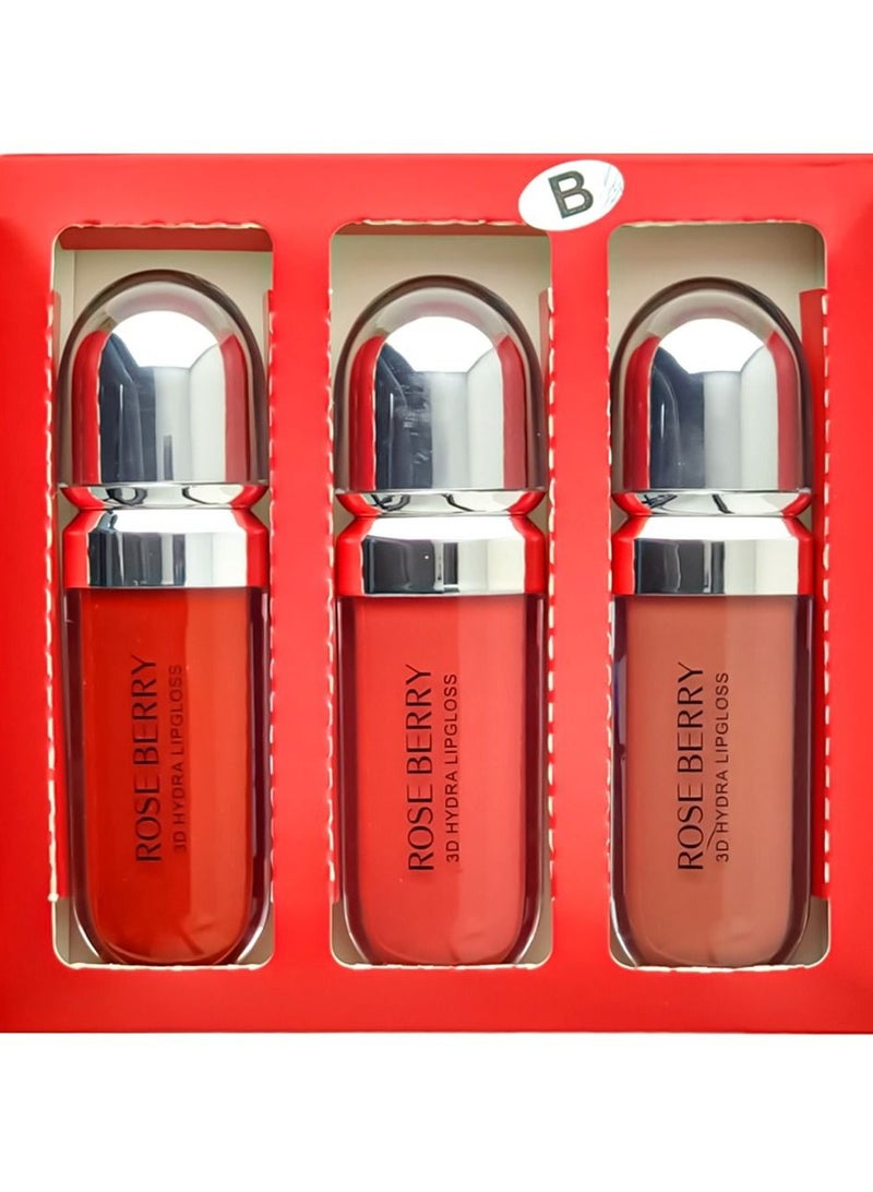 ROSE BERRY 3 Pcs 3D Hydra Lip Gloss Multicolour - Image 2