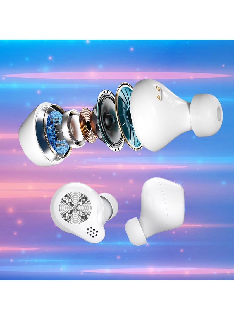 Energizer - TWS Bluetooth 5.2 Earphones Wireless Earbuds Stereo Bass 5H Playing Time USB-C Charging White - Image 1