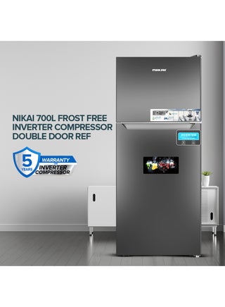 700L Gross & 466L Net Double Door No Frost Top Mount Refrigerator, Silent & Energy Efficient, Inverter Compressor Big Fridge, Frost-Free, Best for Home & Kitchen - 370 W NRF701FSSINV Grey - pnsku/N70112541V/45/_/1730877422/592ba10d-7c1d-4650-9d63-f749ba660ed5