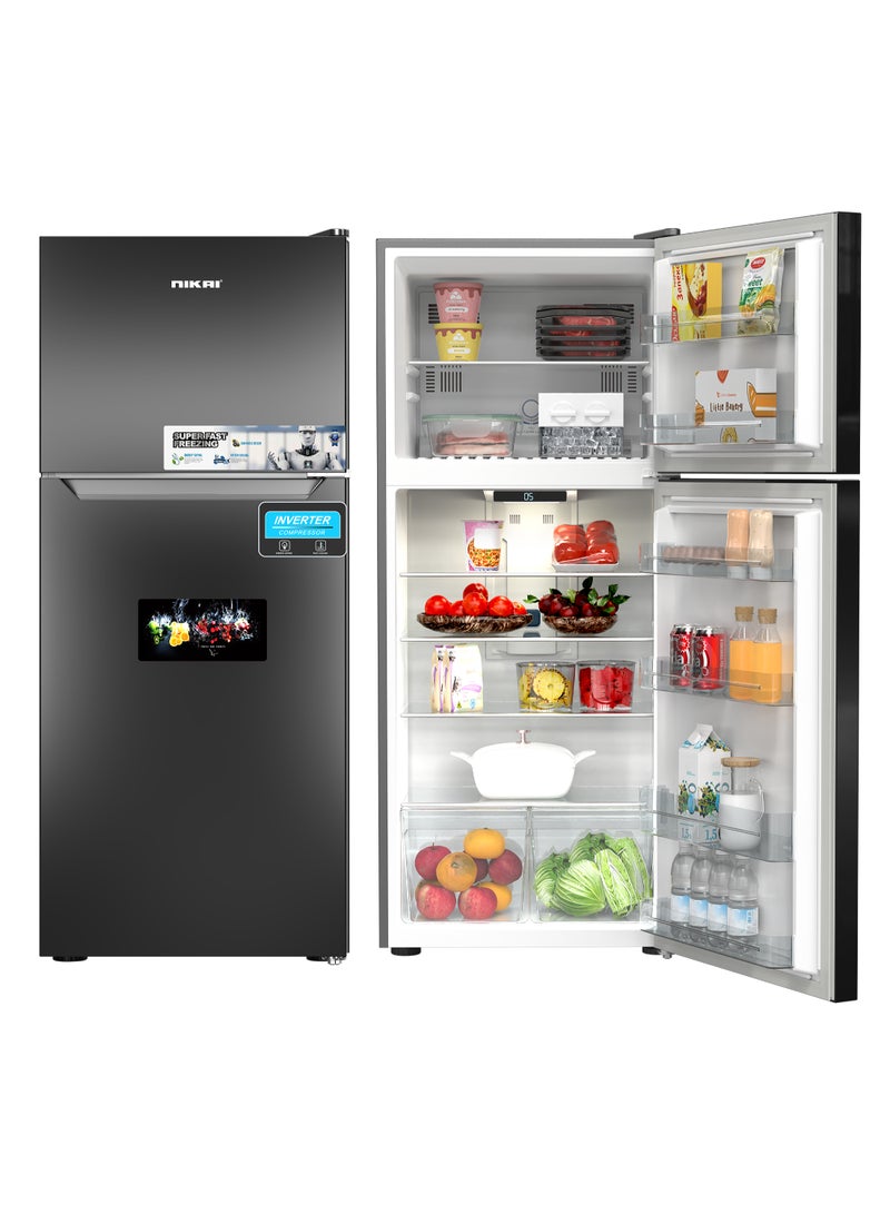 نيكاي 700L Gross & 466L Net Double Door No Frost Top Mount Refrigerator, Silent & Energy Efficient, Inverter Compressor Big Fridge, Frost-Free, Best for Home & Kitchen - 370 W NRF701FSSINV Grey  - Image 2