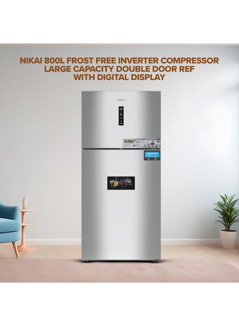 800L Gross & 580L Net Double Door No Frost Top Mount Refrigerator, Digital Display, Silent & Energy Efficient, Inverter Compressor Big Fridge, Frost-Free, Best for Home & Kitchen - 438 W NRF801FSSINV Statinless Steel Finish - pnsku/N70112542V/45/_/1730877427/6b66407a-eafc-4d90-9557-22b4708760e4