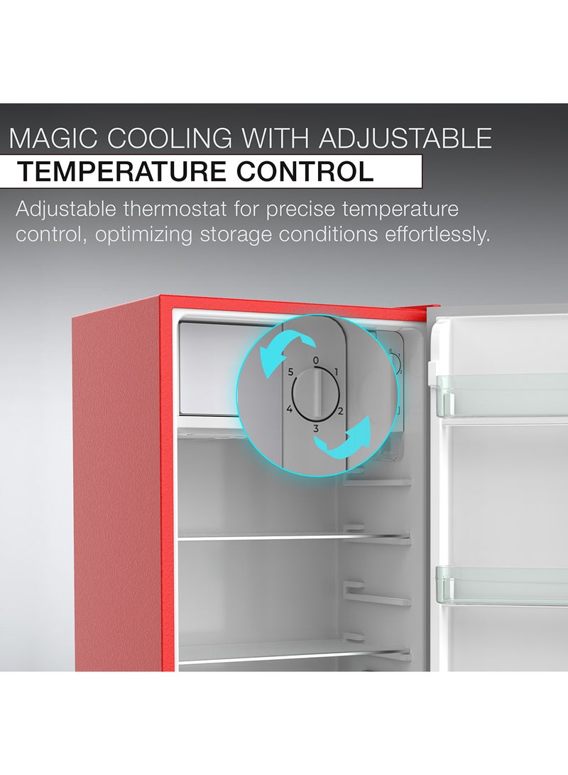 نيكاي 140L Gross / 90L Net, Single Door Refrigerator with Glass Finish, 2L Bottle Holder, Glass Shelves, Separate Chiller Compartment, Mini Fridge for Kitchen, Bedroom, Office & Bar - 172 W NRF140GR Red  - Image 3