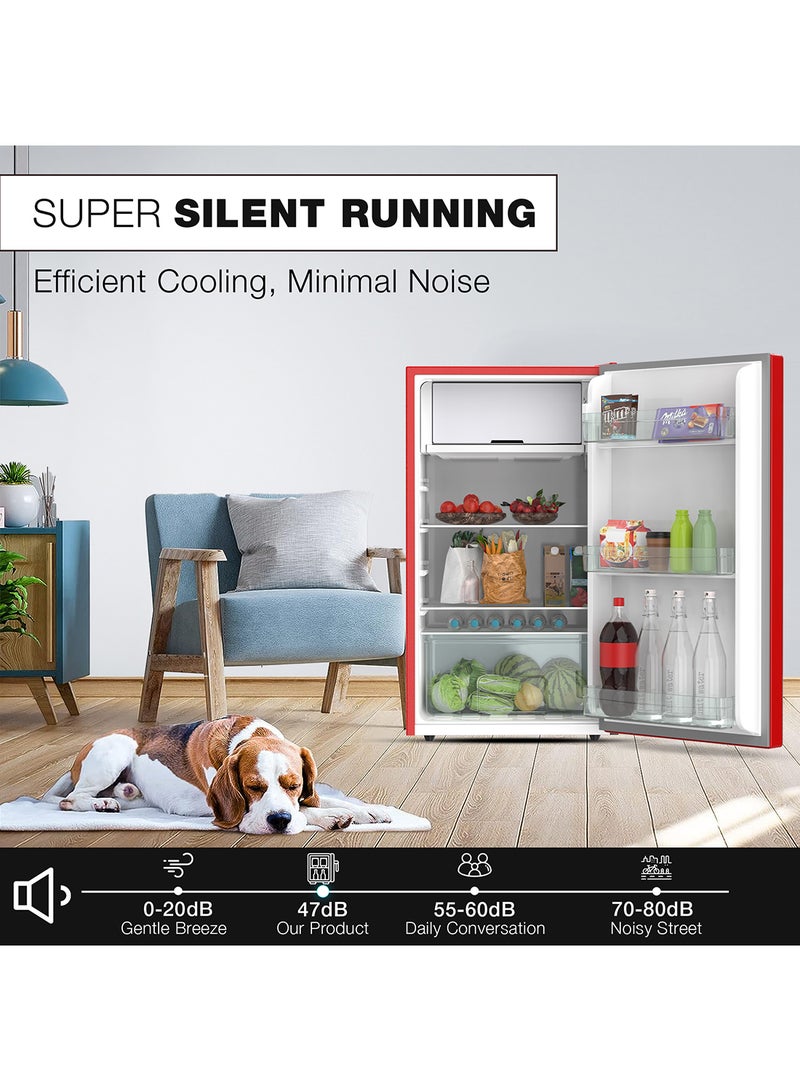 نيكاي 140L Gross / 90L Net, Single Door Refrigerator with Glass Finish, 2L Bottle Holder, Glass Shelves, Separate Chiller Compartment, Mini Fridge for Kitchen, Bedroom, Office & Bar - 172 W NRF140GR Red  - Image 4