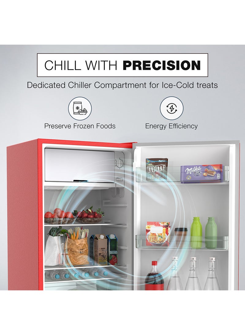 نيكاي 140L Gross / 90L Net, Single Door Refrigerator with Glass Finish, 2L Bottle Holder, Glass Shelves, Separate Chiller Compartment, Mini Fridge for Kitchen, Bedroom, Office & Bar - 172 W NRF140GR Red  - Image 5
