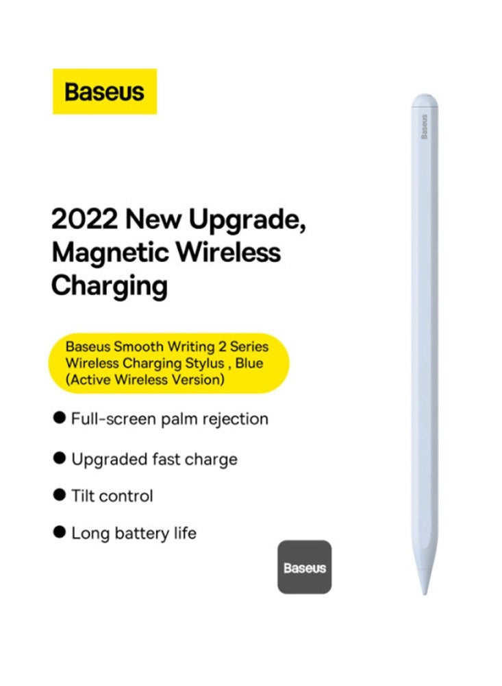 Baseus - Smooth Writing 2 Series Wireless Charging Smart iPad Pencil With Stylus Tip (Active Wireless Version) - Blue - Image 1